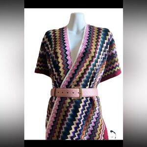 Missoni Chevron Print Wool Blend Ruana Outer Shawl Multi Color
